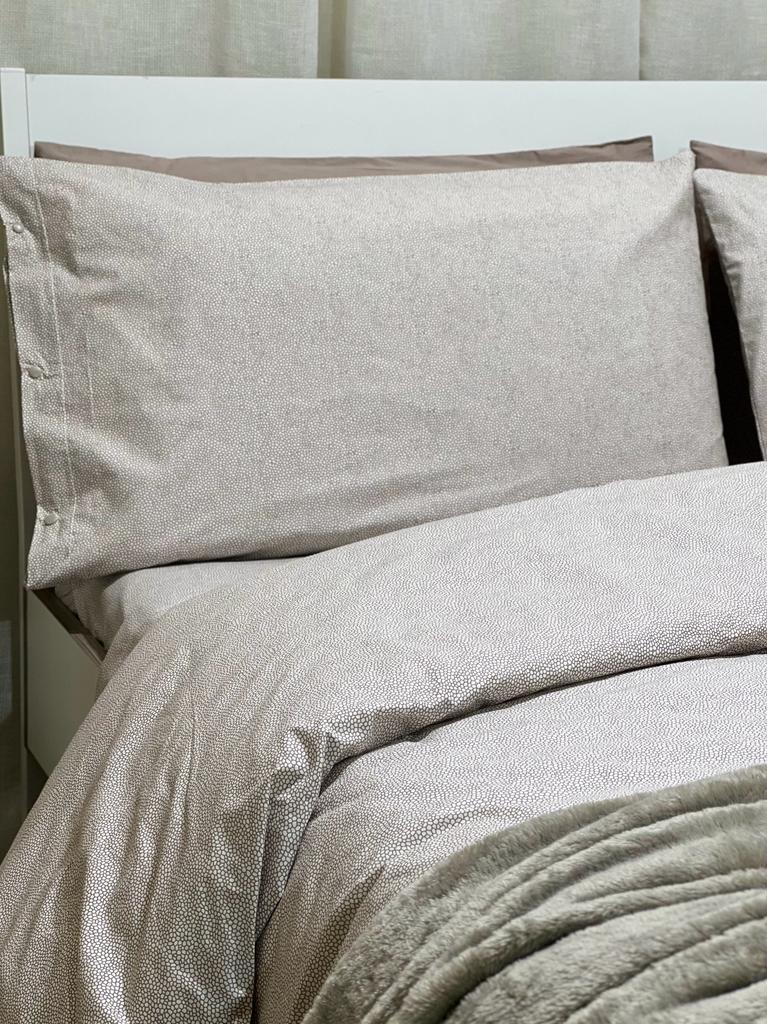 Completo letto copripiumino matrimoniale RIGHE grigio/beige (sacco + 2  federe) - ARTEMISIA Home Decor