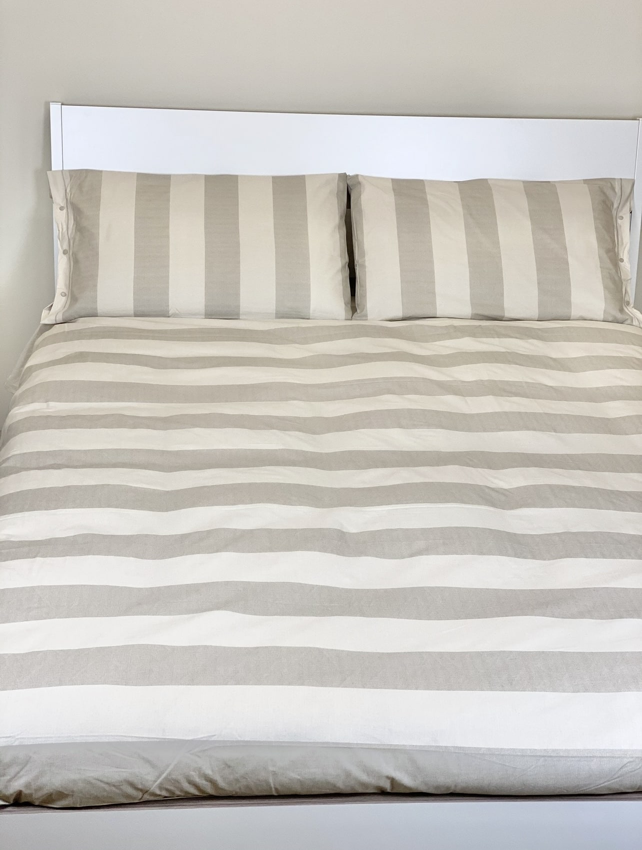 Completo letto copripiumino matrimoniale RIGHE grigio/beige (sacco + 2  federe) - ARTEMISIA Home Decor