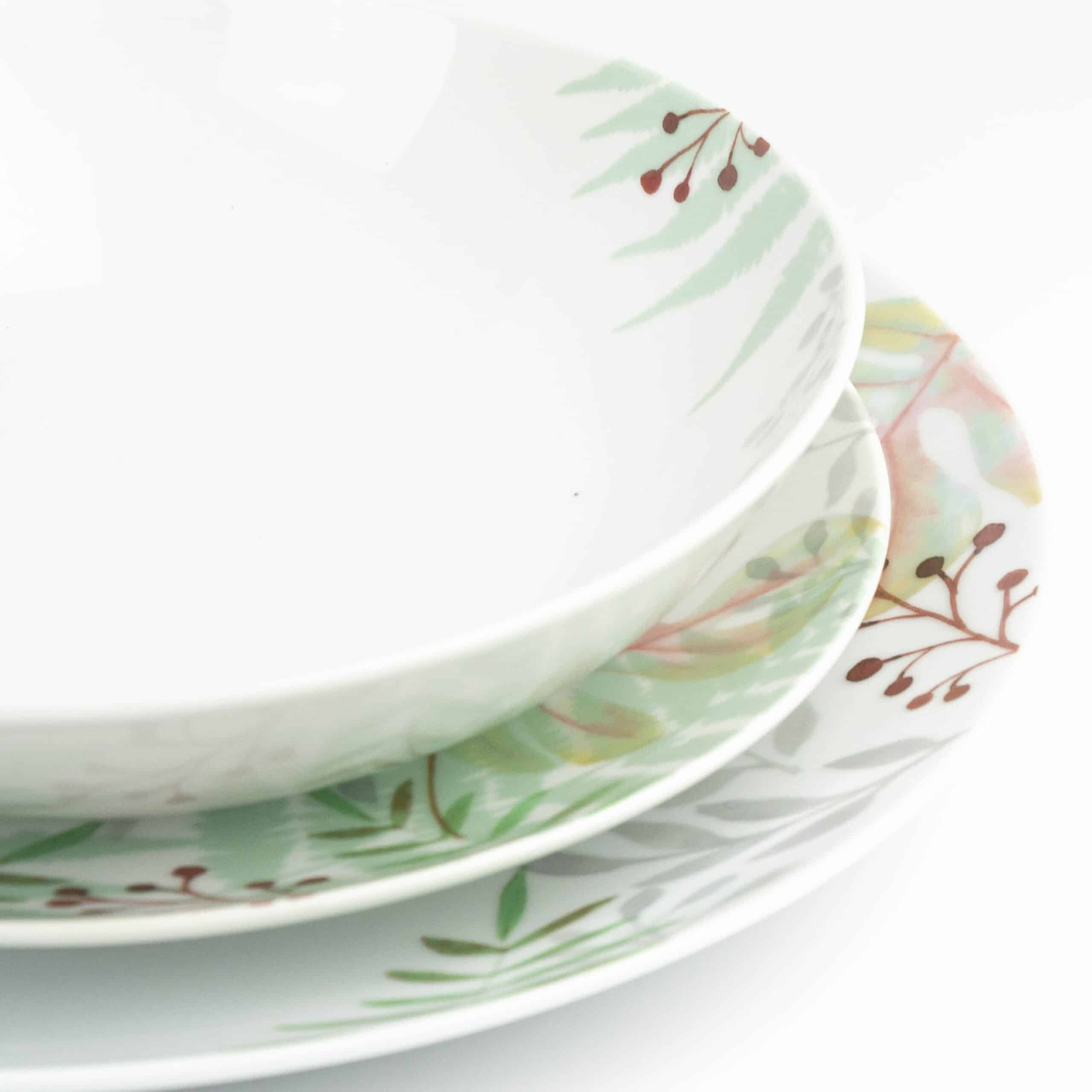 Servizio 18 piatti Tognana Costarica bianco, verde in porcellana stile  tognana