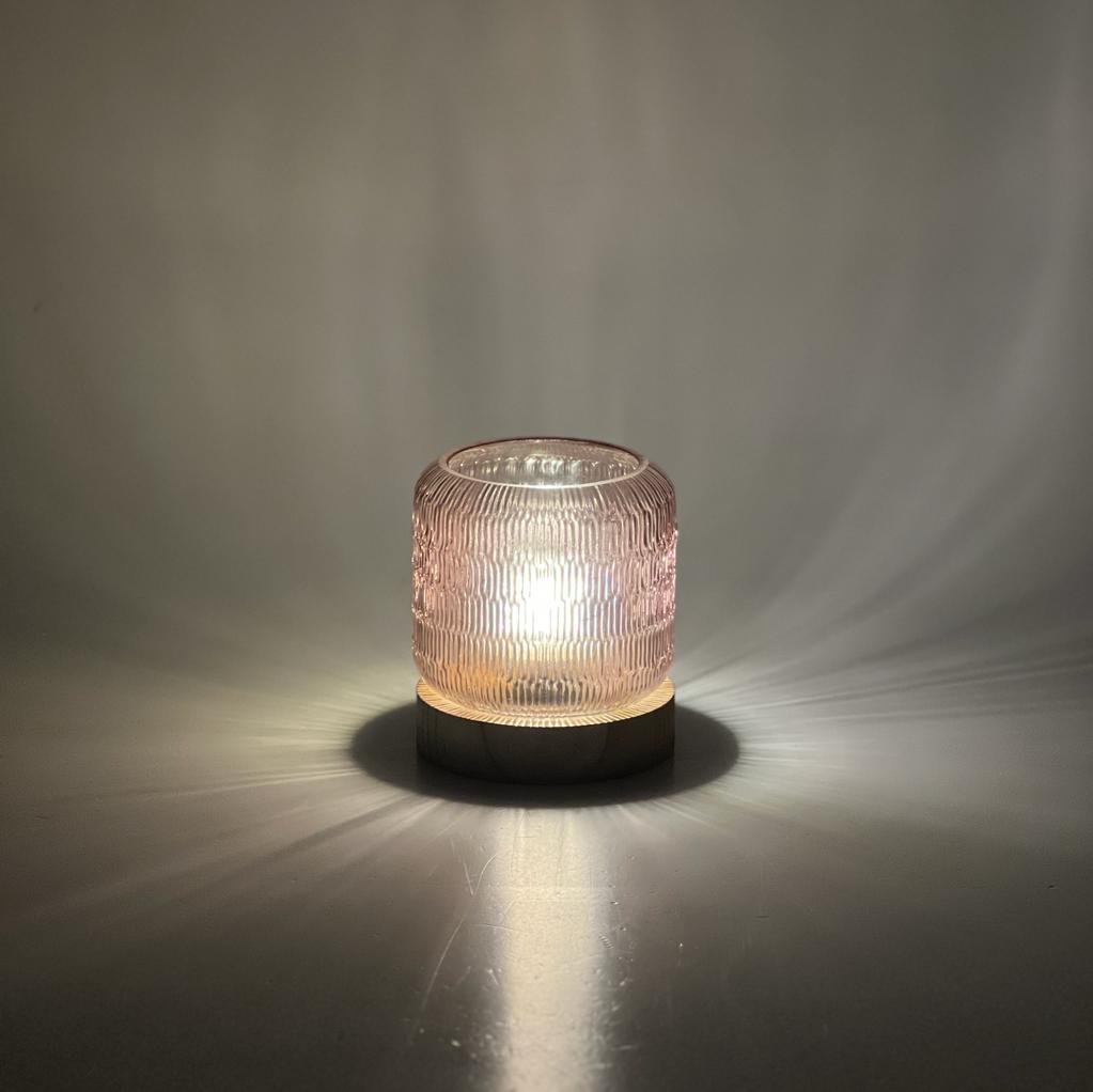 Lampada abat-jour Glass rosa rosa in legno, vetro stile moderno
