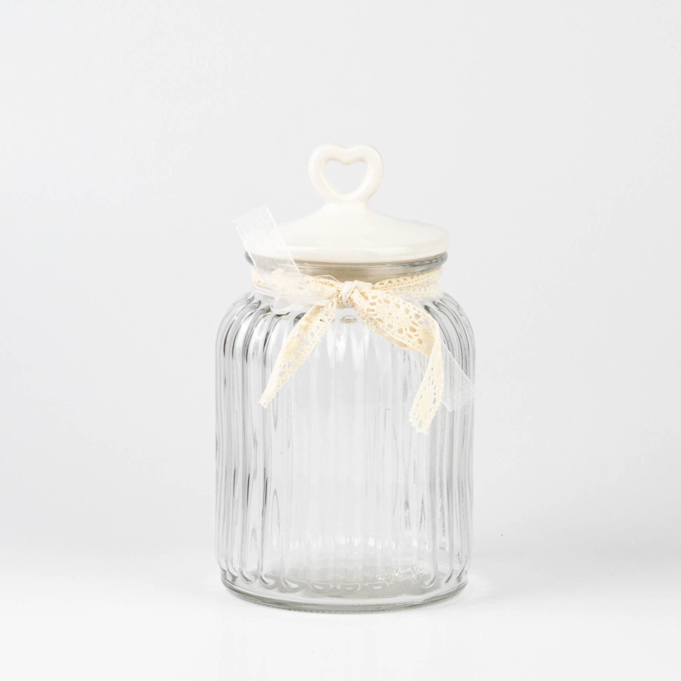 Biscottiera Heart bianca big h33 bianco in ceramica, vetro stile  romantico