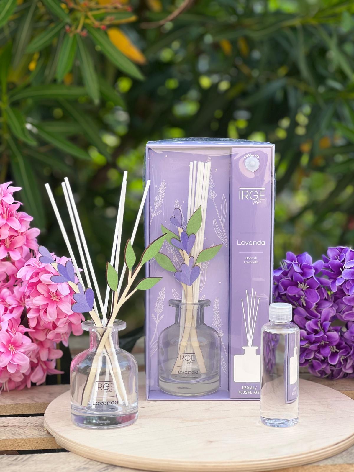 Diffusore fragranza con bastoncini floreali lavanda