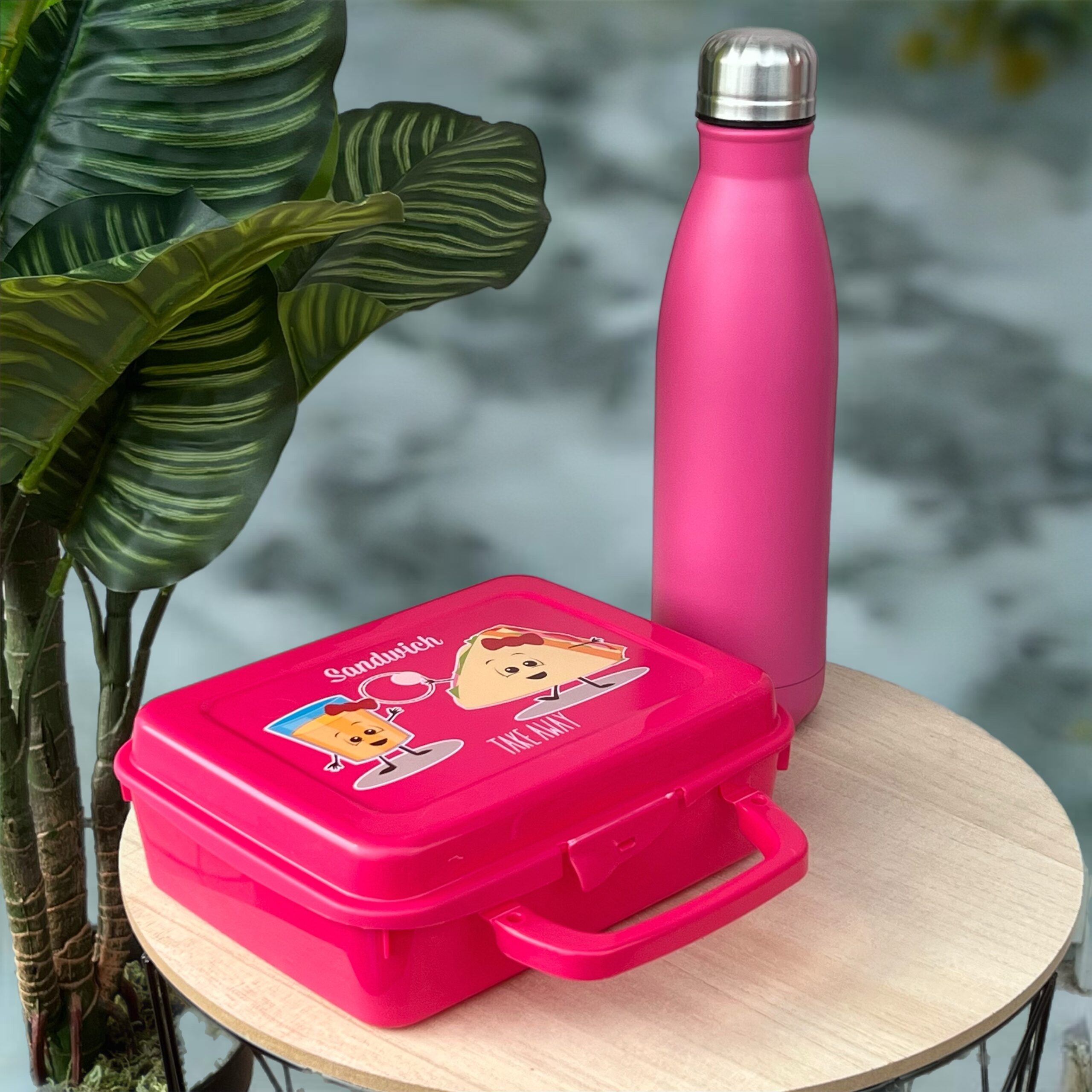 Set pranzo baby + borraccia termica 500ml rosa