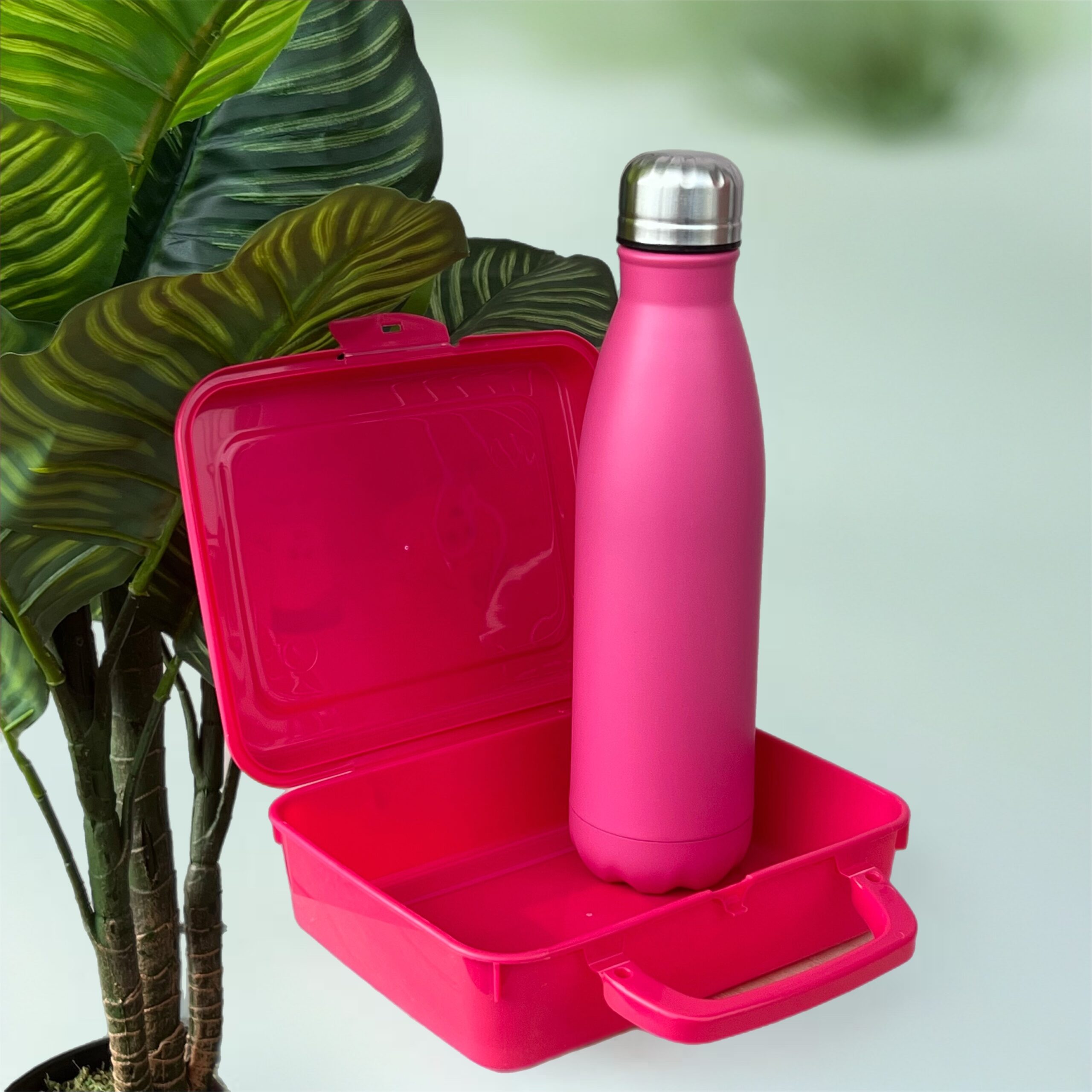 Set pranzo baby + borraccia termica 500ml rosa