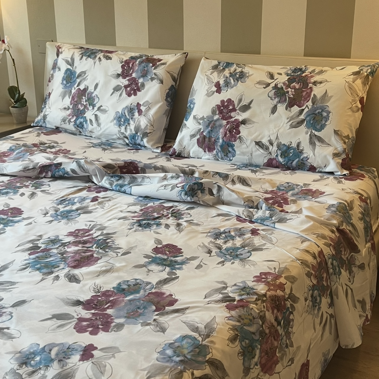 Completo letto matrimoniale percalle 