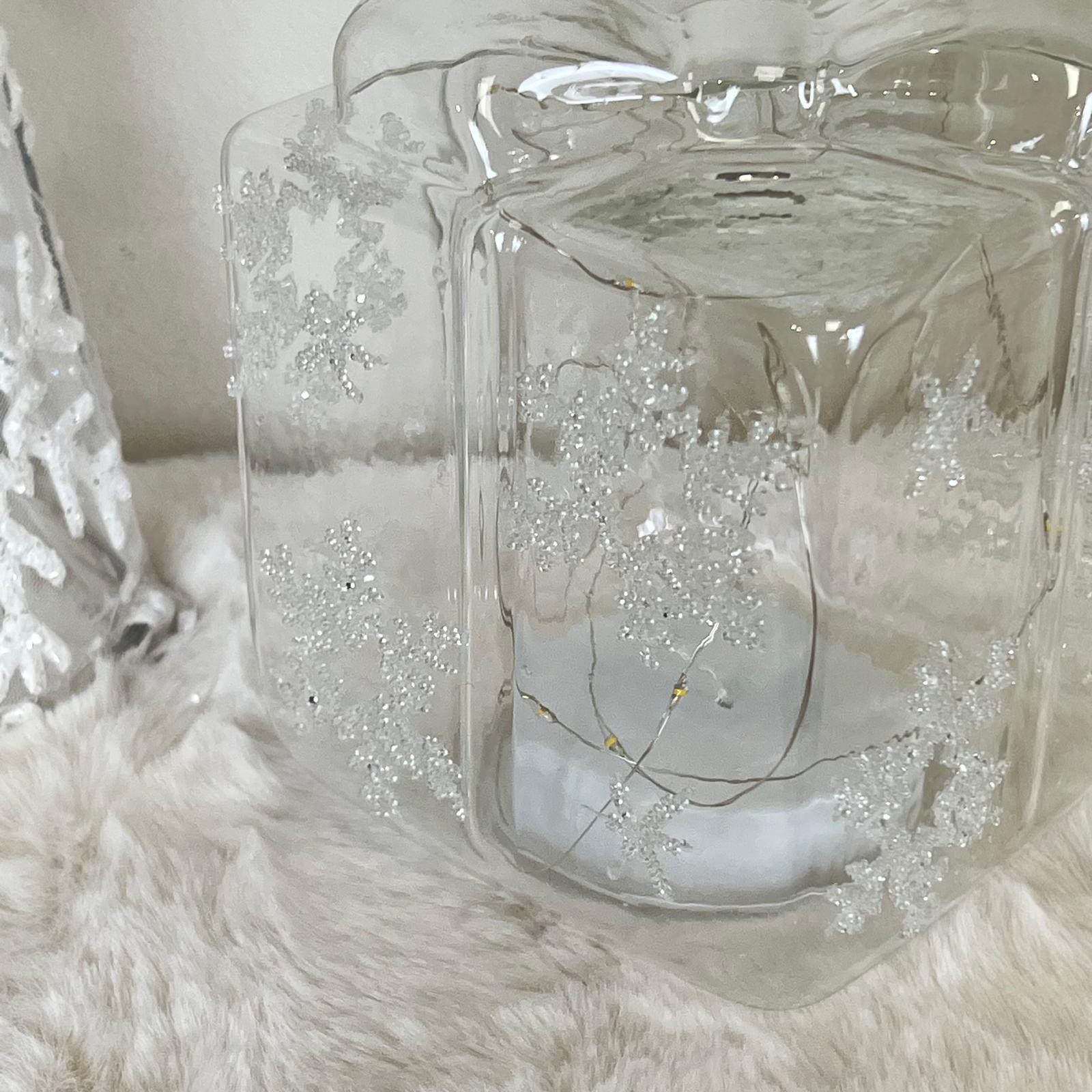 Pacco regalo in vetro con luci a led 
