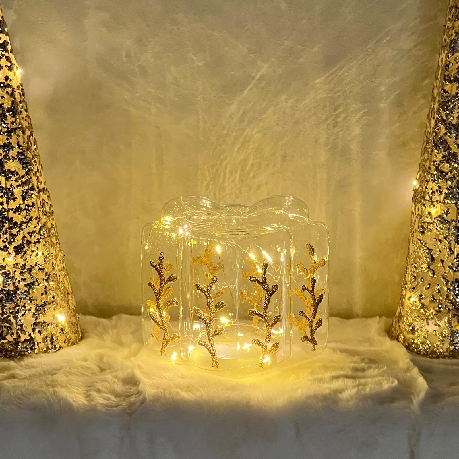 Pacco regalo in vetro con luci a led 