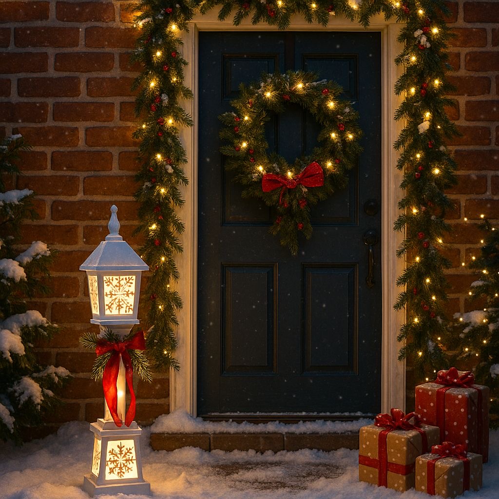 Lampione in legno con luci a led 