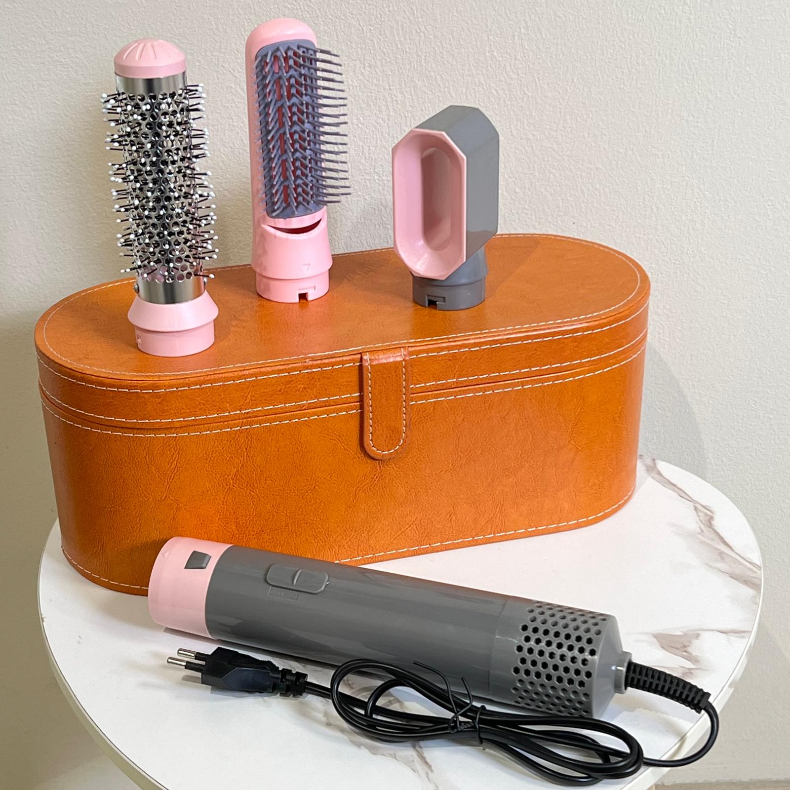 Asciugacapelli hair style + 3 accessori rosa scatola arancio