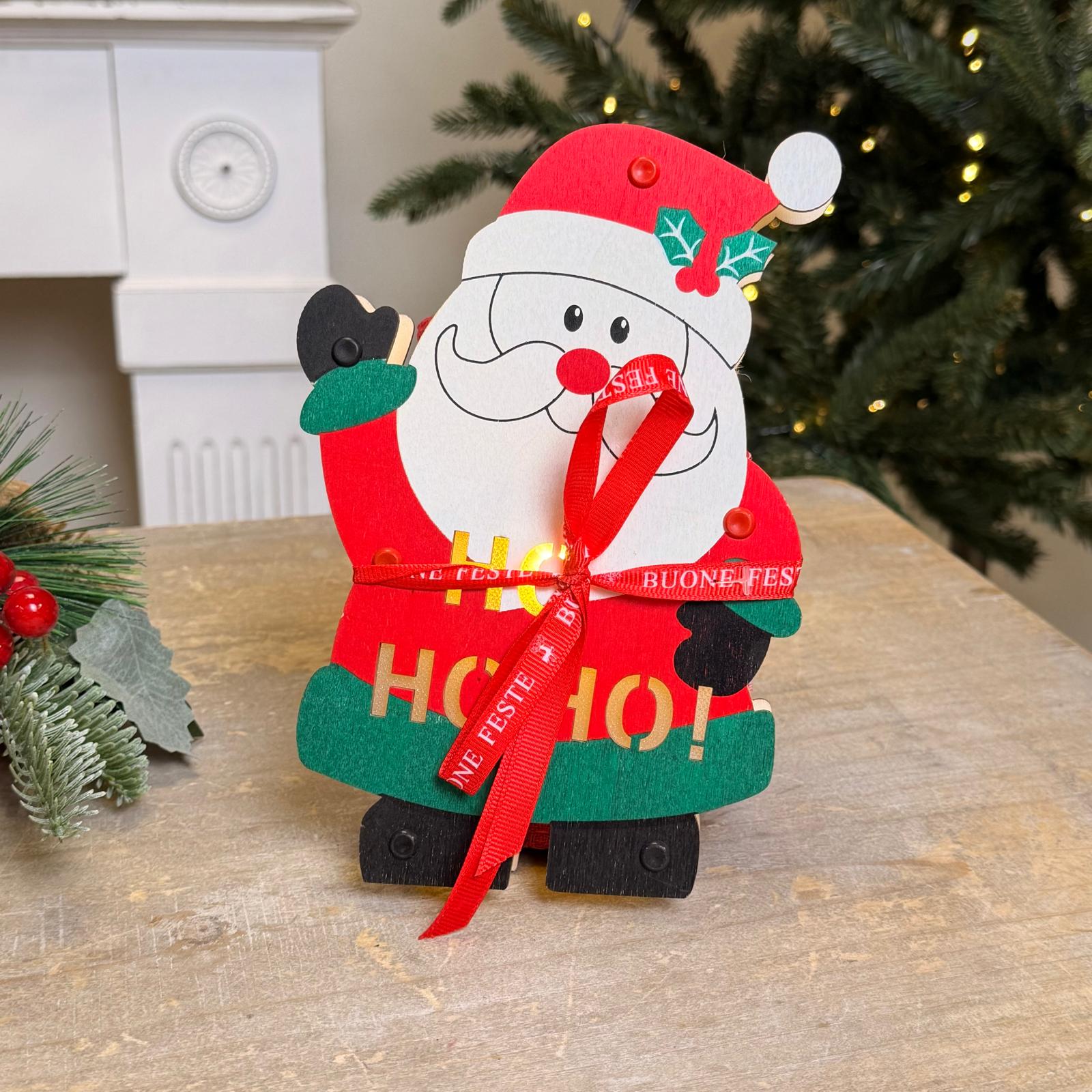 Set regalo decor. legno luminosa + 2 canovacci 