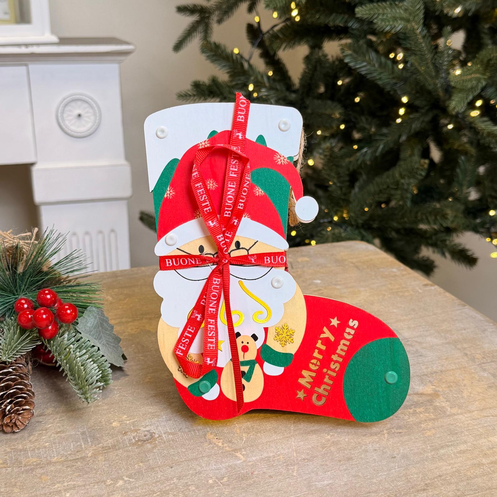 Set regalo decor. legno luminosa + 2 canovacci 