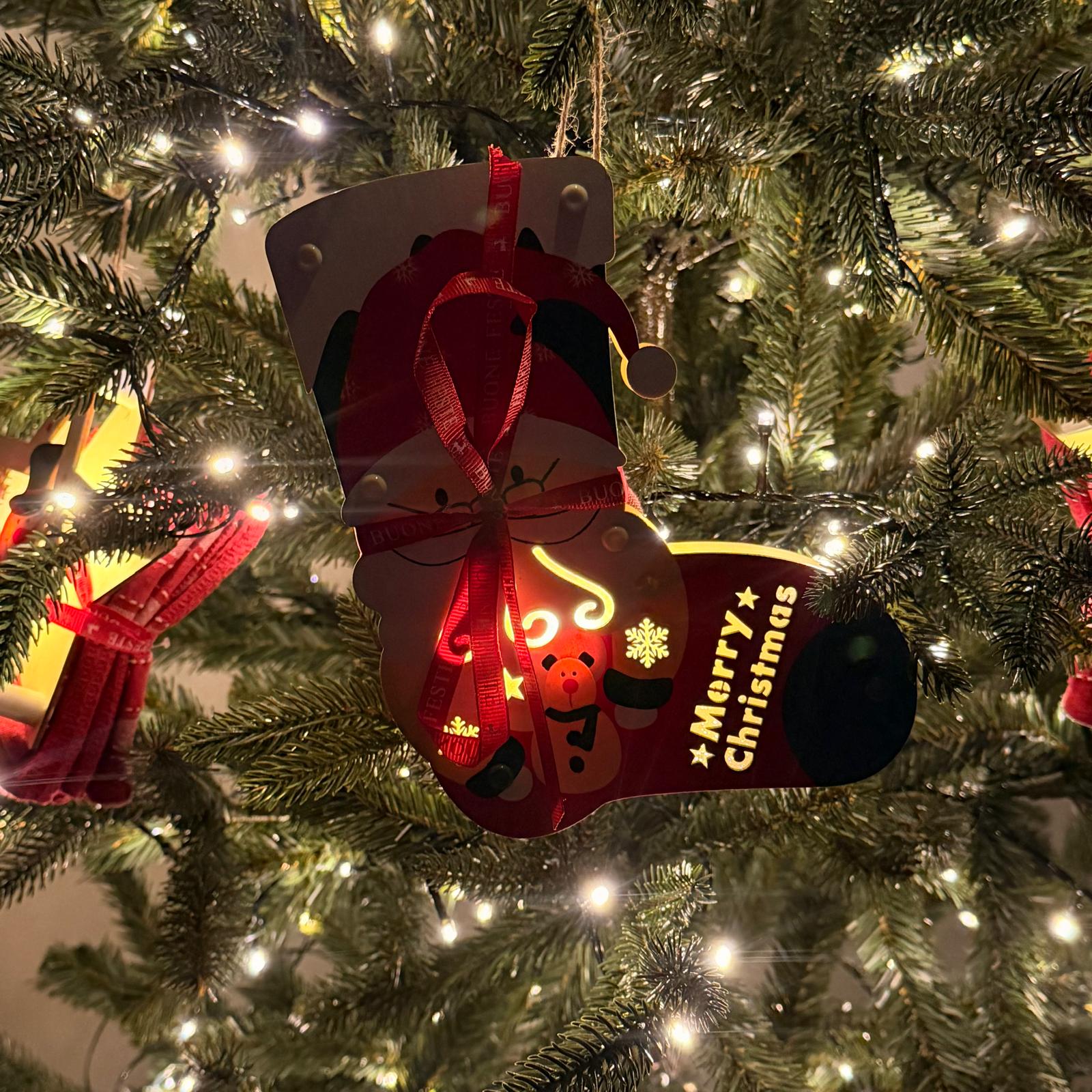 Set regalo decor. legno luminosa + 2 canovacci 