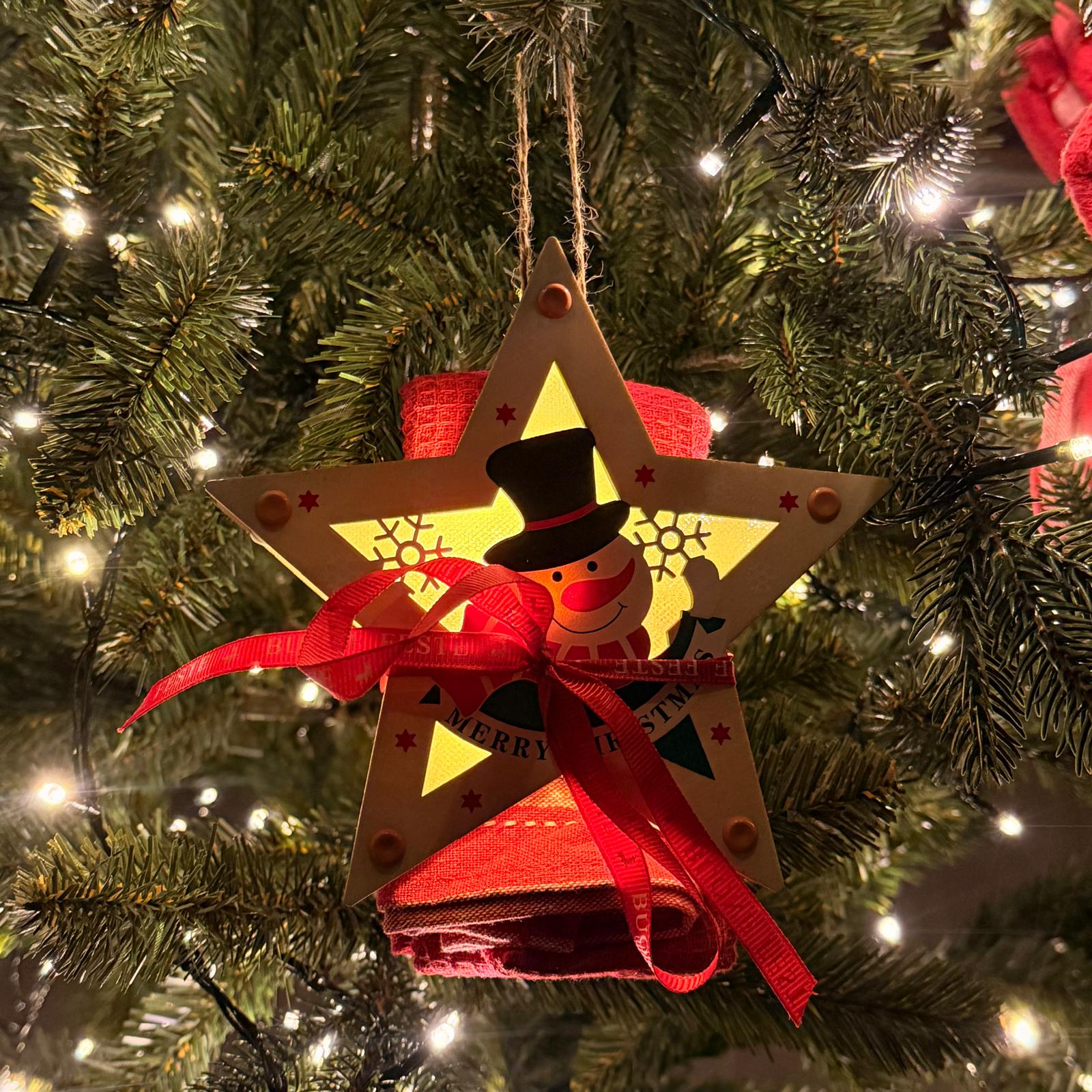 Set regalo decor. legno luminosa + 2 canovacci 