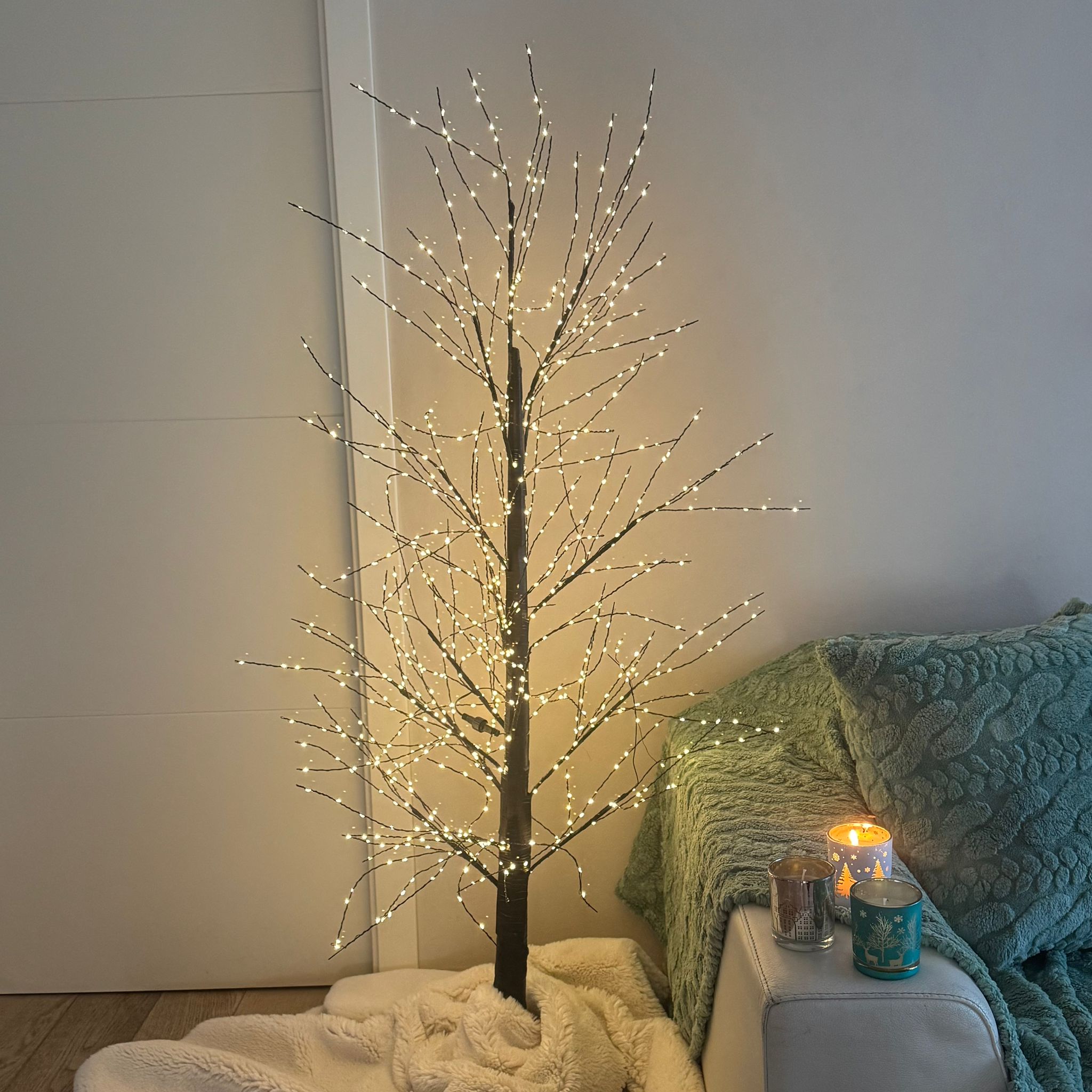 Albero da esterno con luci led nero h150cm