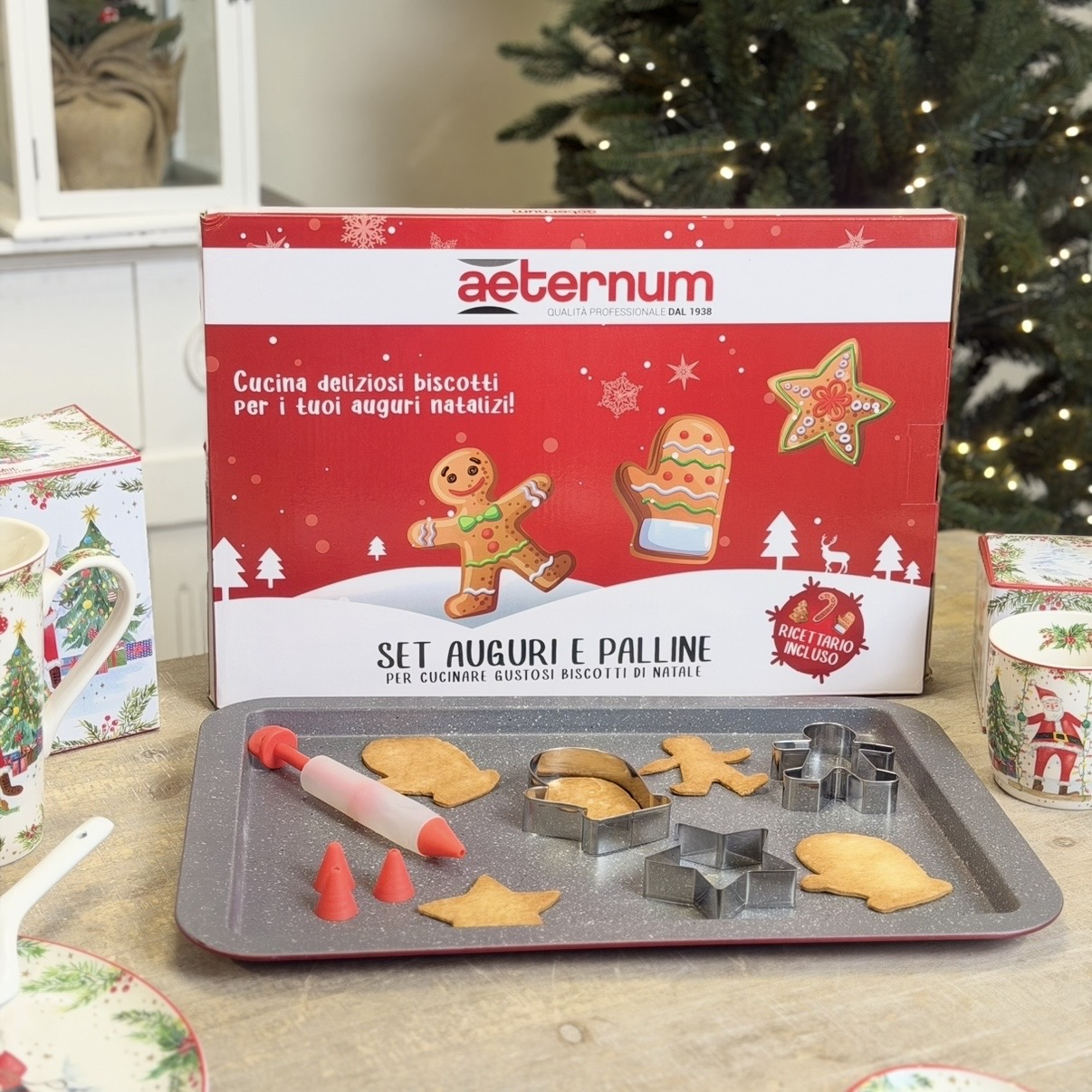 Set biscotti teglia +stampi +penna decorativa 