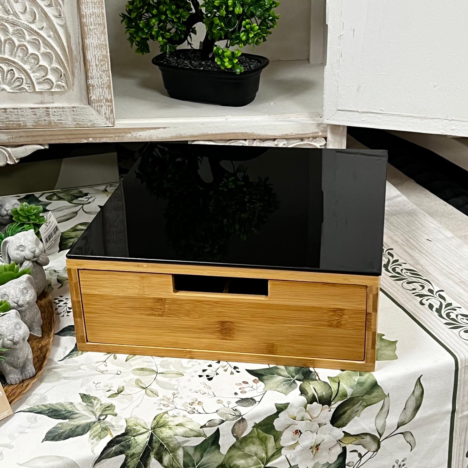 Porta cialde in bamboo e vetro