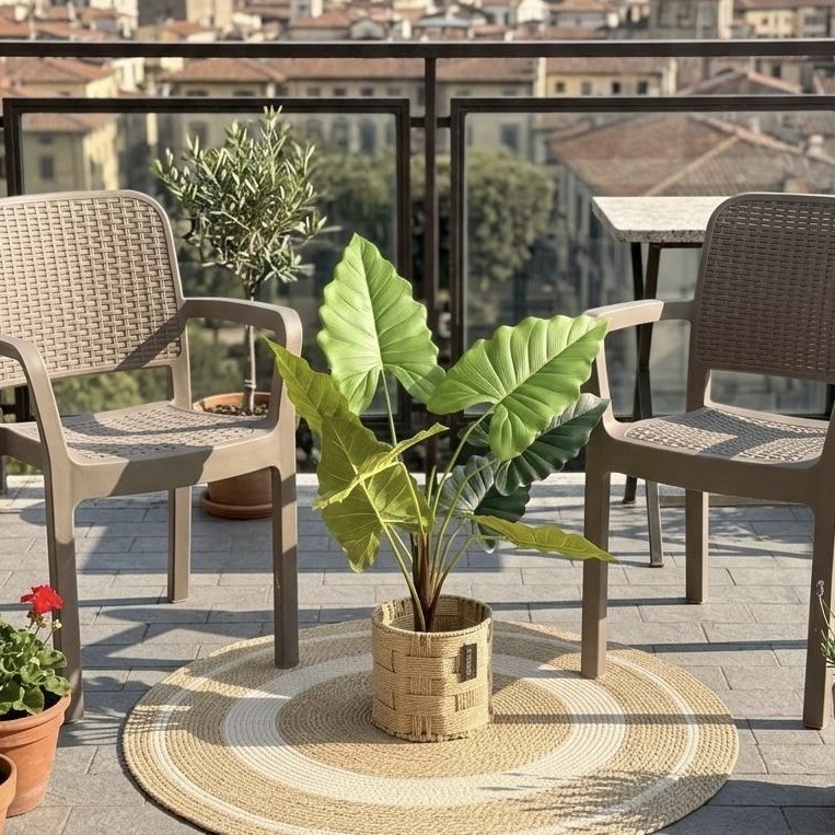 Vaso pianta tropicale foglia larga h75