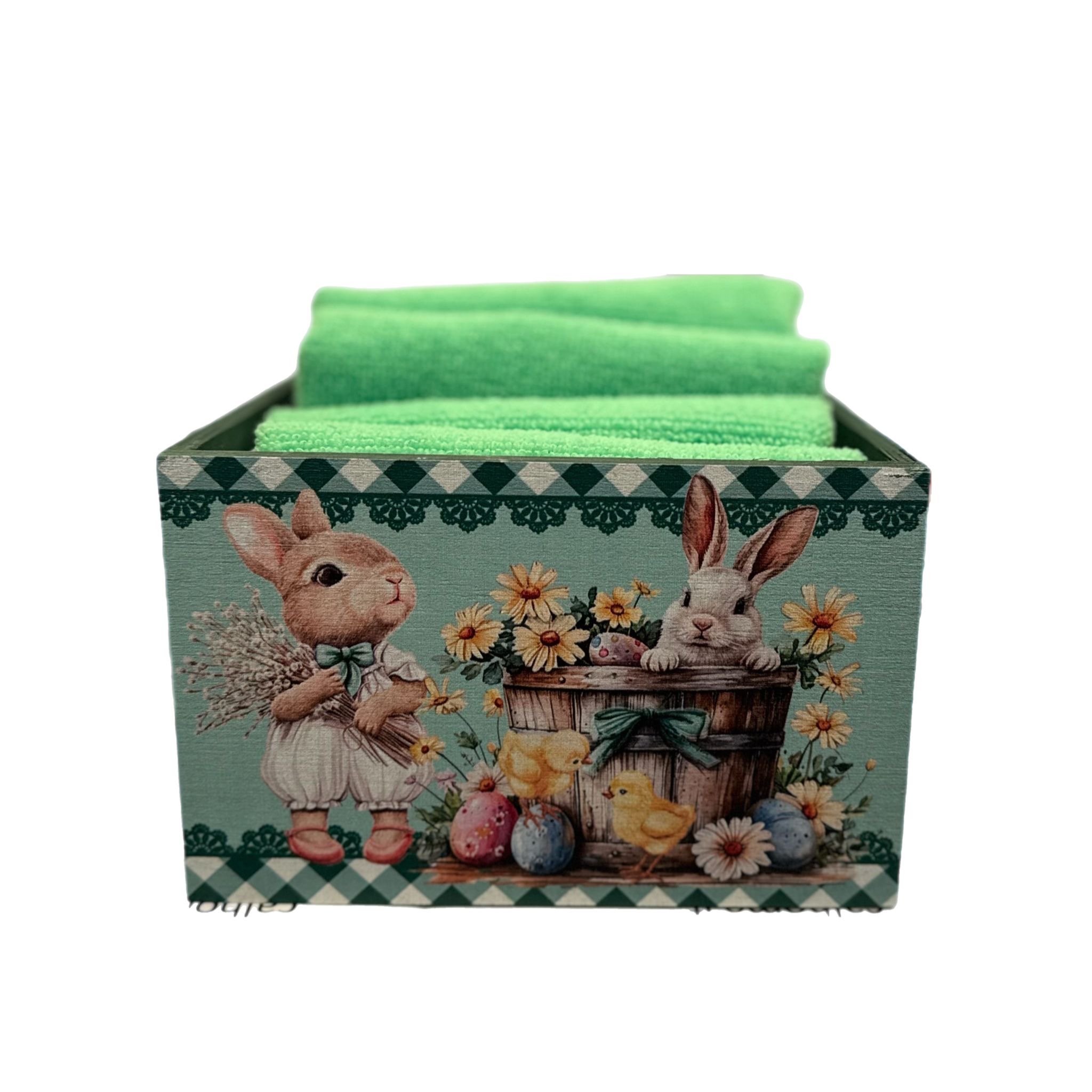 Set 4 lavette con cassettina 