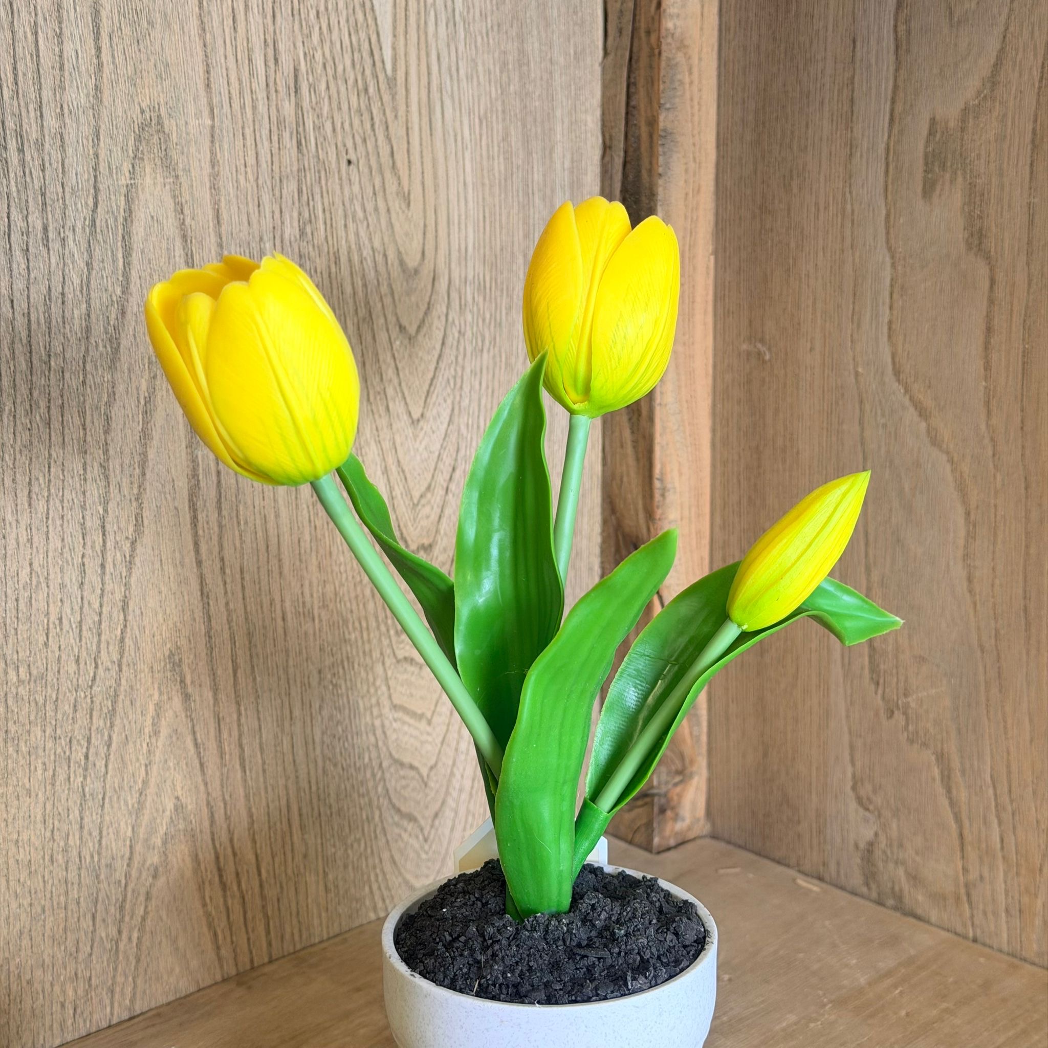 Vasetto 3 tulipani giallo