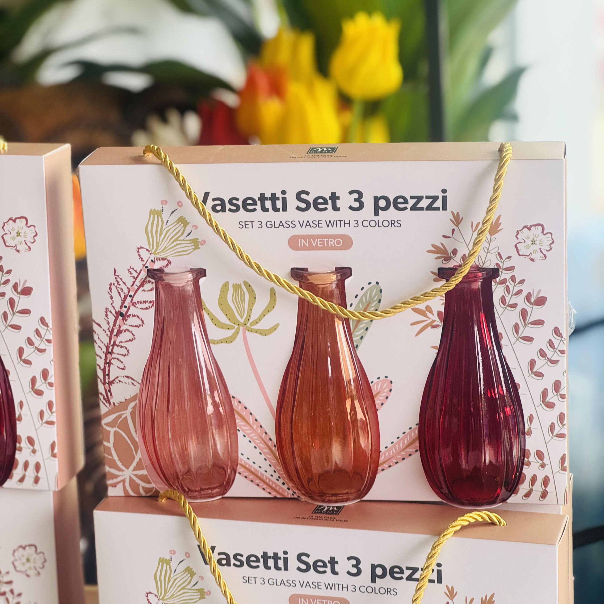 Set 3 vasetti in vetro 