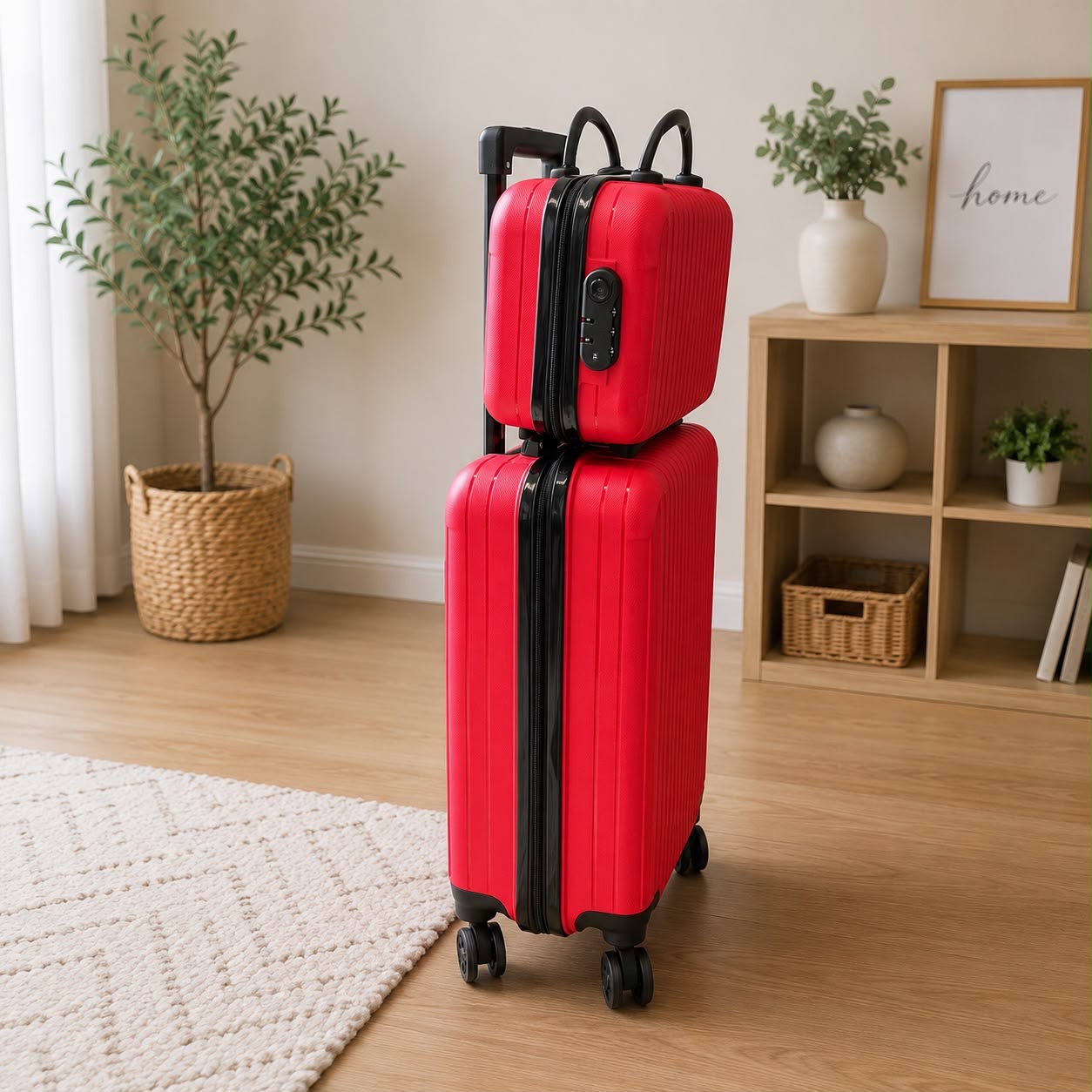 Set trolley + beauty case rosso