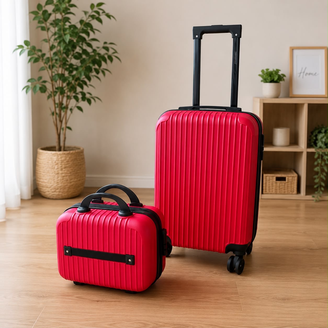 Set trolley + beauty case rosso