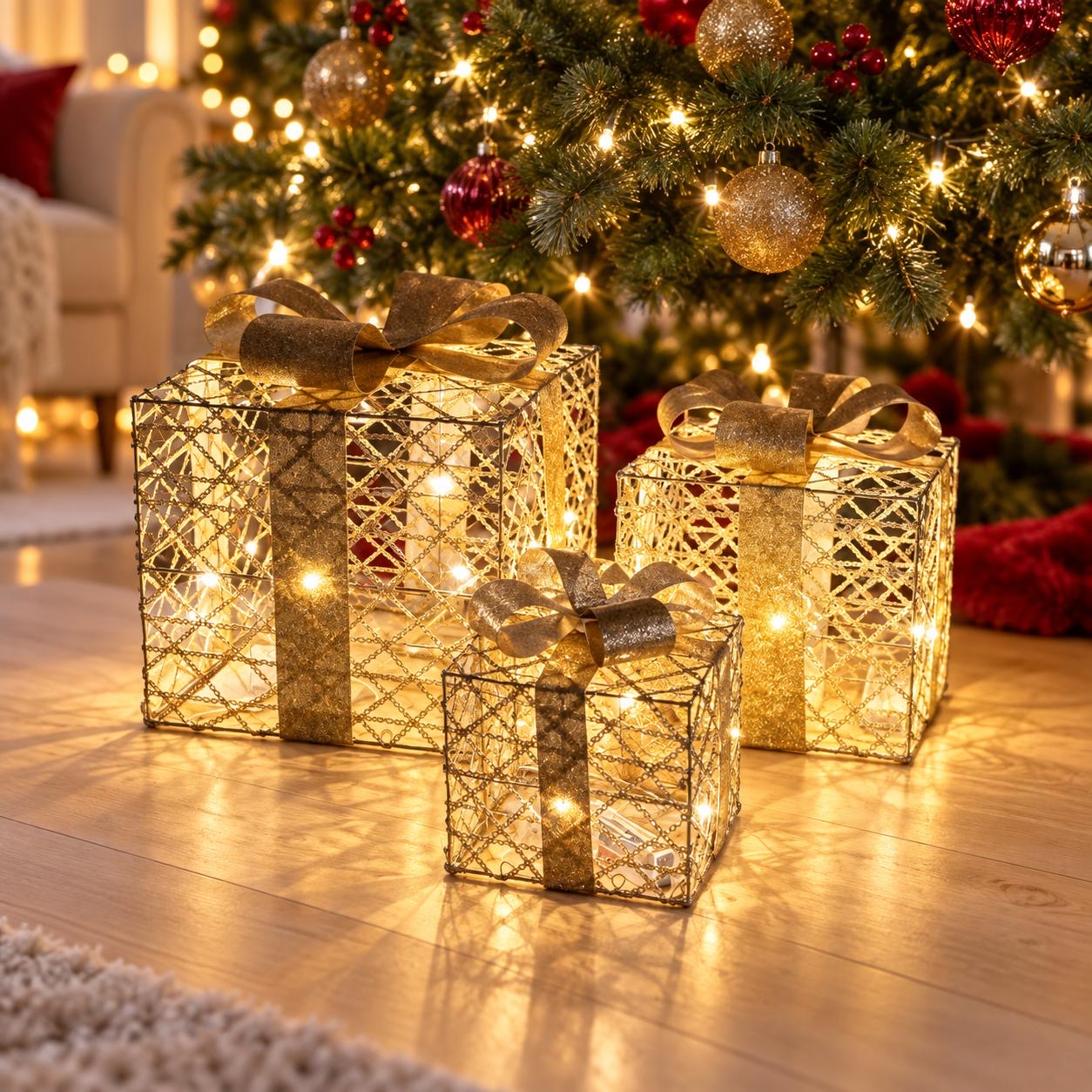 Set 3 pacchi regalo luminosi 