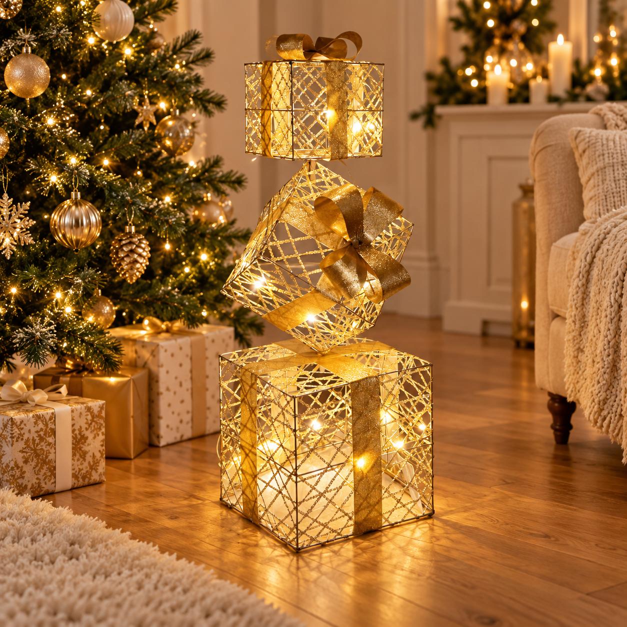 Set 3 pacchi regalo luminosi 