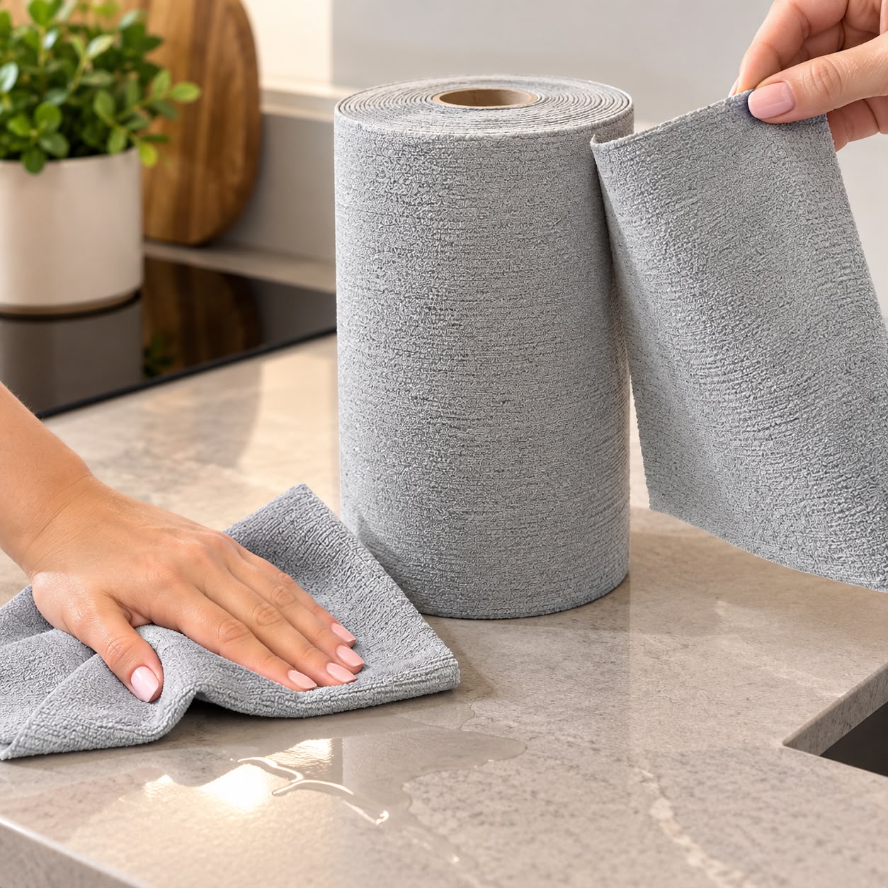 Rotolo 30 panni multiuso in microfibra grigio