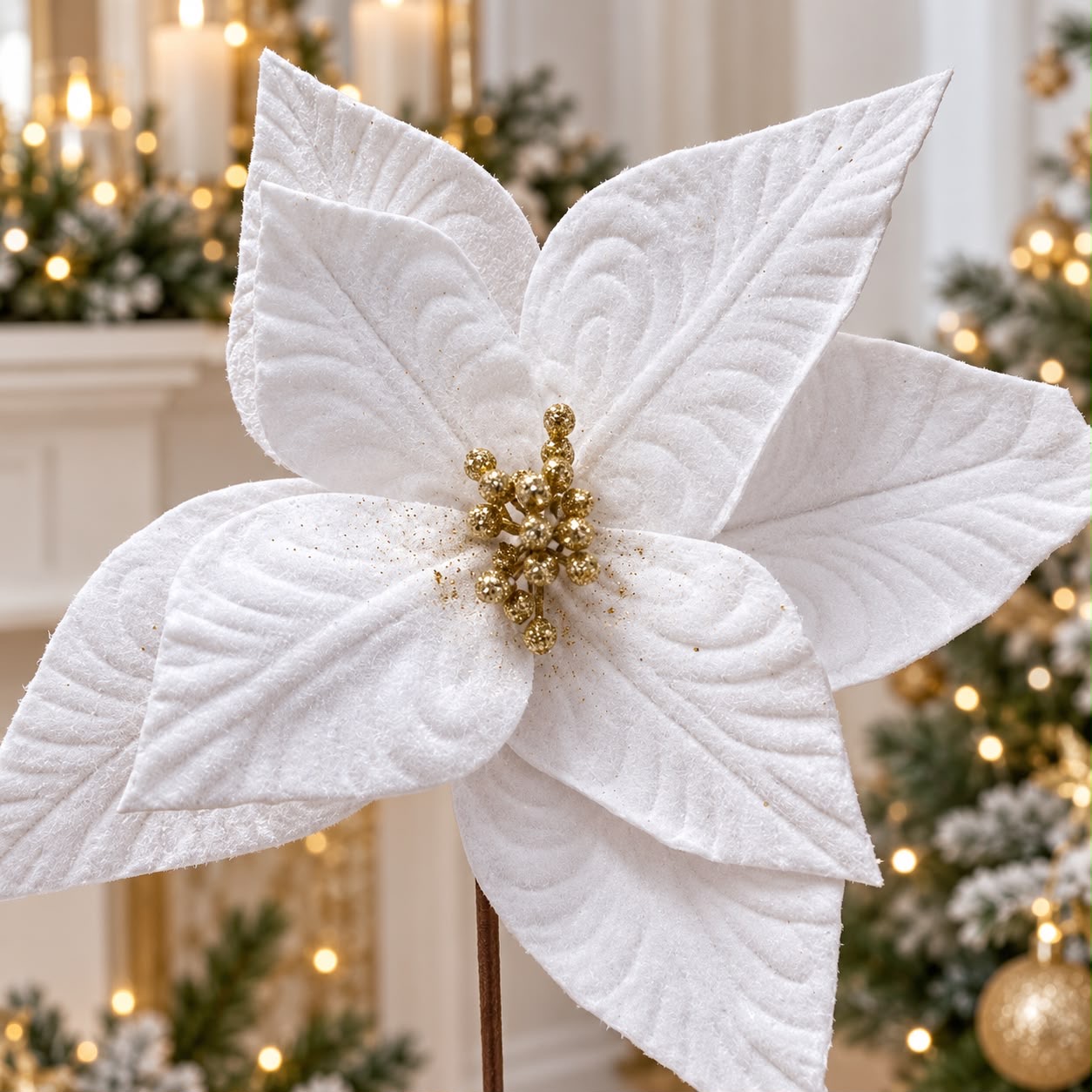 Stelo magnolia bianca con neve h60cm