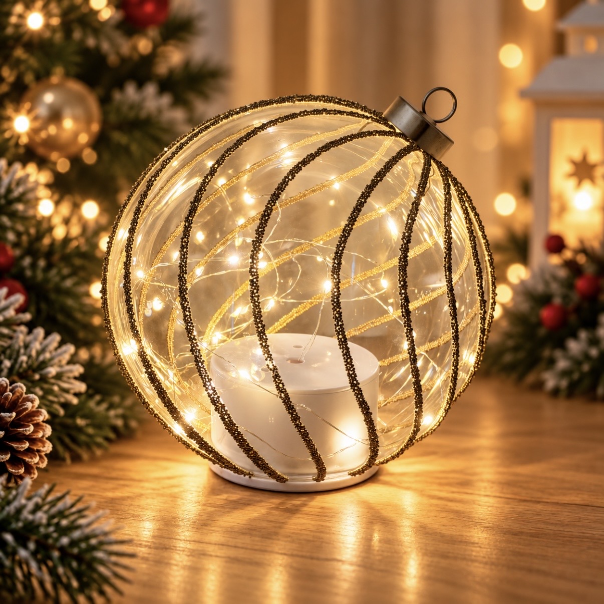 Decorazione luminosa ''Luxury'' girevole gold linee