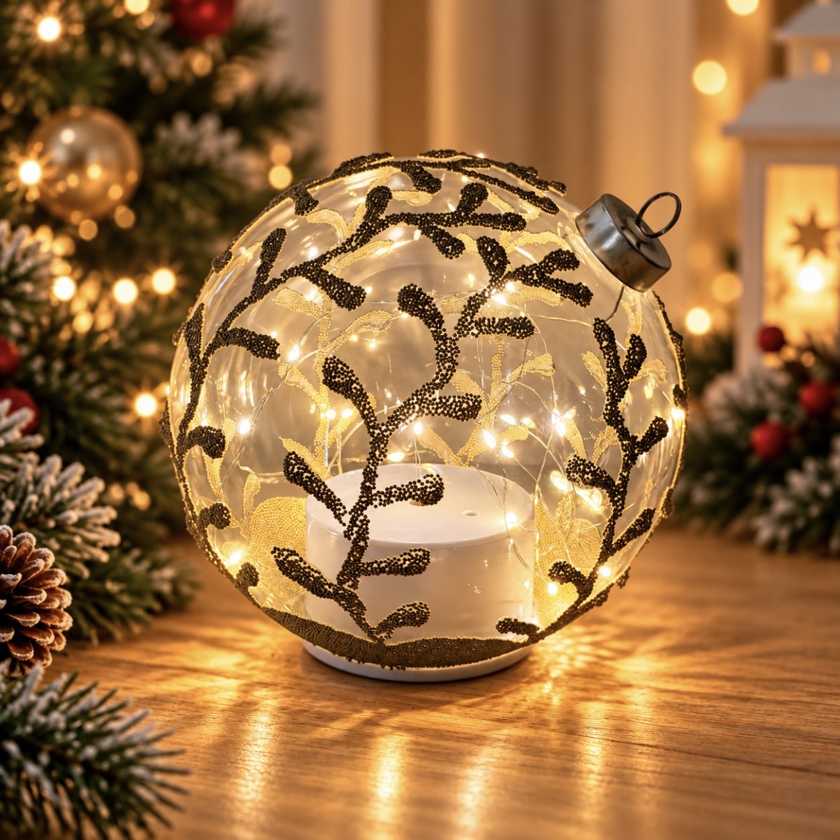 Decorazione luminosa ''Luxury'' girevole gold leaves
