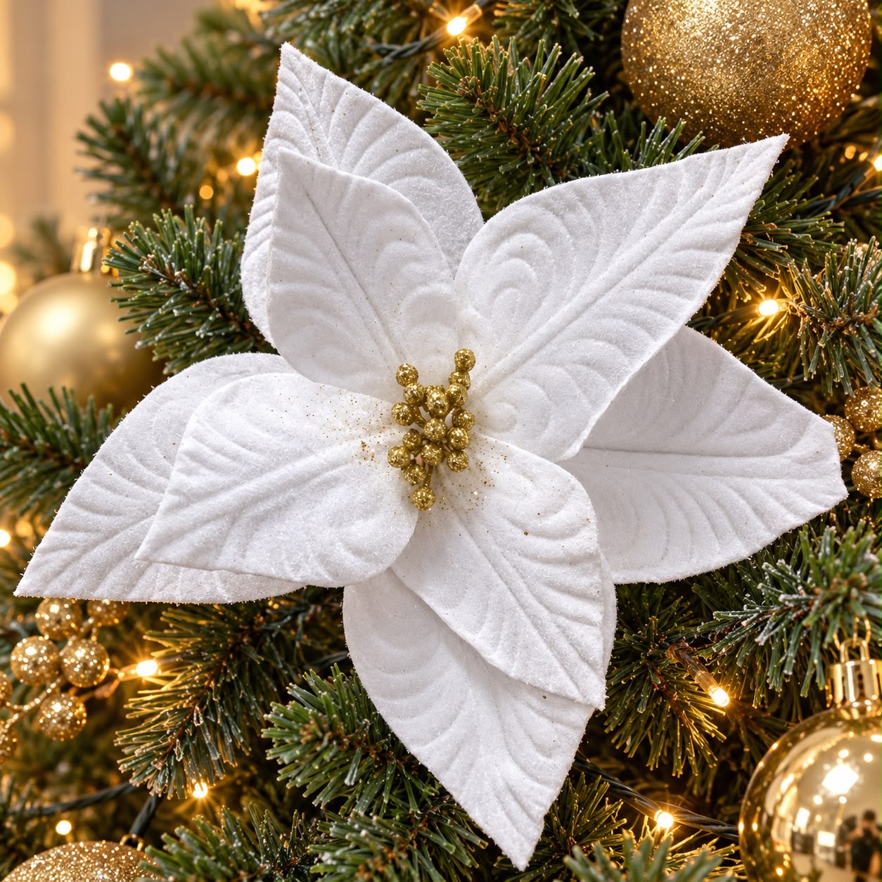 Stelo magnolia bianca con neve h60cm